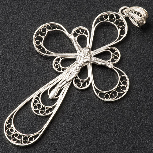 Cross in silver filigree with body of Christ 2