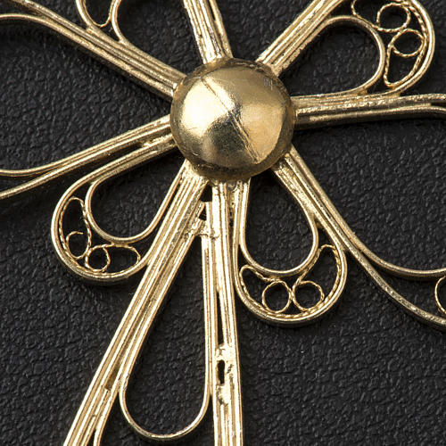 Cross in 800 silver filigree, gold plated 3