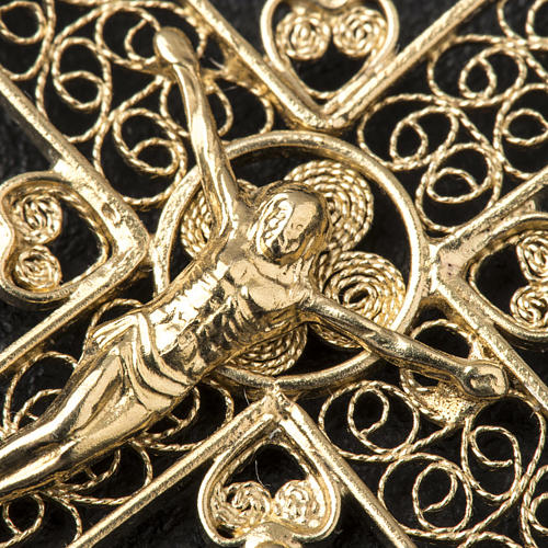 Cross pendant in 800 silver filigree, gold bathed 3