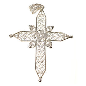 Pointed cross pendant in silver 800 filigree