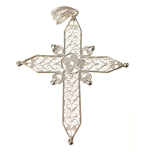 Pointed cross pendant in silver 800 filigree 5