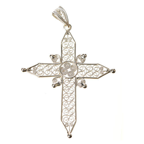 Pointed cross pendant in silver 800 filigree 1