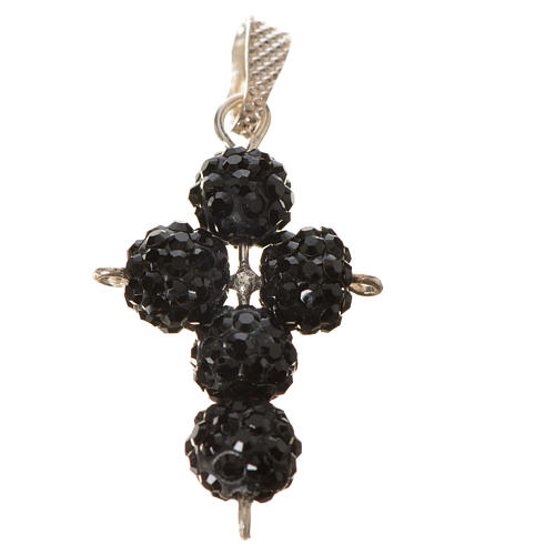 Cross with Black strass pearls, 2,5 x 1,5 cm 3