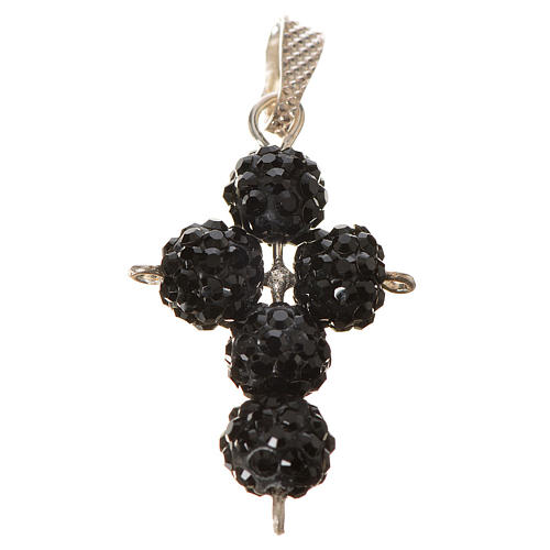 Cross with Black strass pearls, 2,5 x 1,5 cm 1