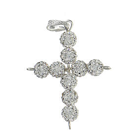 Cross with White strass pearls, 3 x 3,5 cm