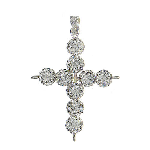 Croce con perle strass bianco 3x3,5 cm 1