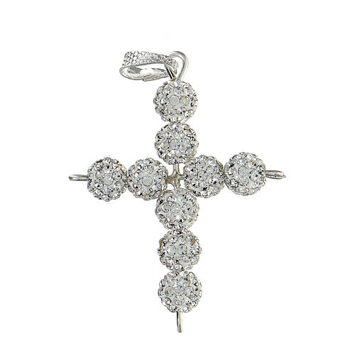 Croce con perle strass bianco 3x3,5 cm 2