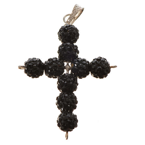 Kreuz mit Perlen strass schwarz 3x3,5 cm 4