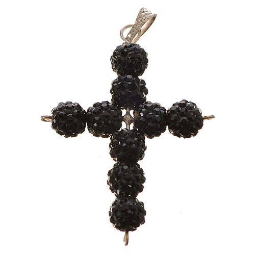 Cross with Black strass pearls, 3 x 3,5 cm 1