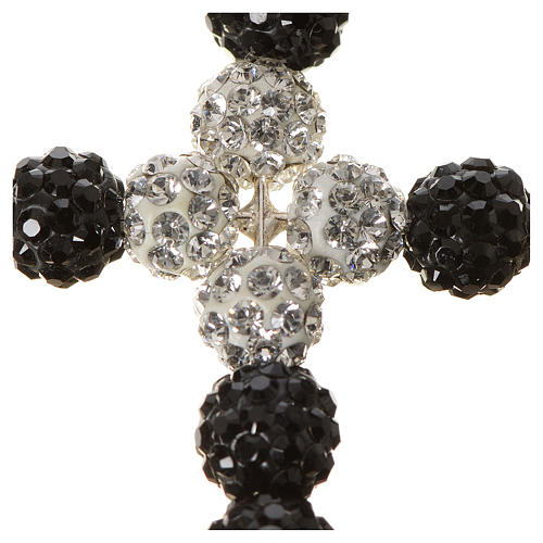 Kreuz mit Perlen strass weiß und schwarz 3x3,5 cm 2