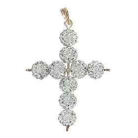 Kreuz mit Perlen strass weiß 5x4 cm