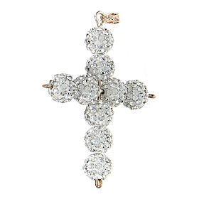 Cross with White strass pearls, 5 x 4 cm