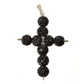 Kreuz mit Perlen strass schwarz 5x4 cm
