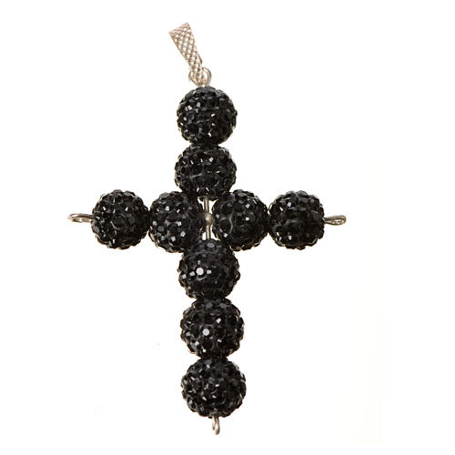 Kreuz mit Perlen strass schwarz 5x4 cm 4