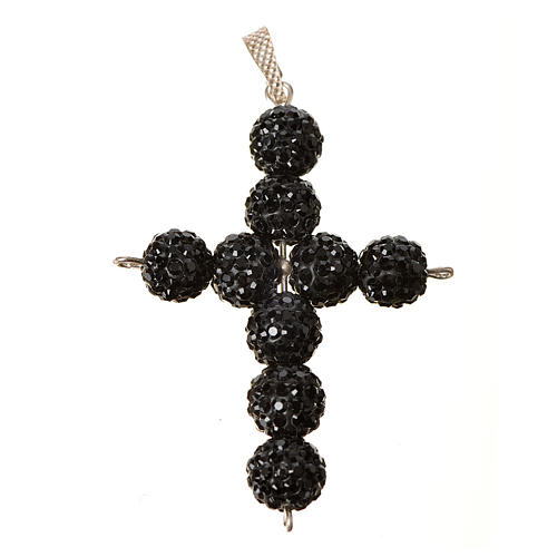 Kreuz mit Perlen strass schwarz 5x4 cm 1