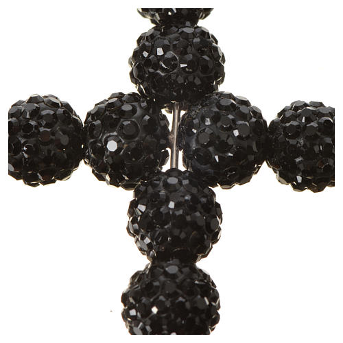 Croix avec perles strass noires 5x4 cm 5