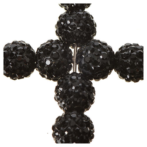 Croix avec perles strass noires 5x4 cm 2