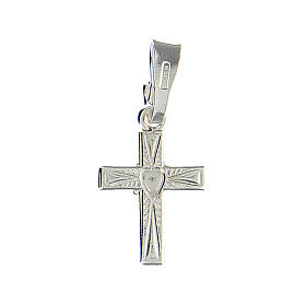 Cross pendant in silver 925 with heart