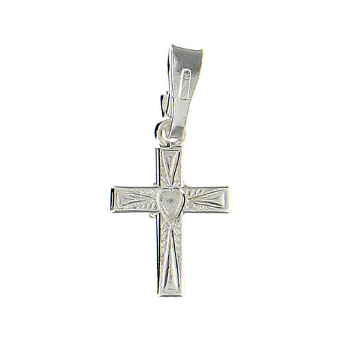 Cross pendant in silver 925 with heart 1