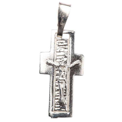 Pendant crucifix in silver, worked on back 1