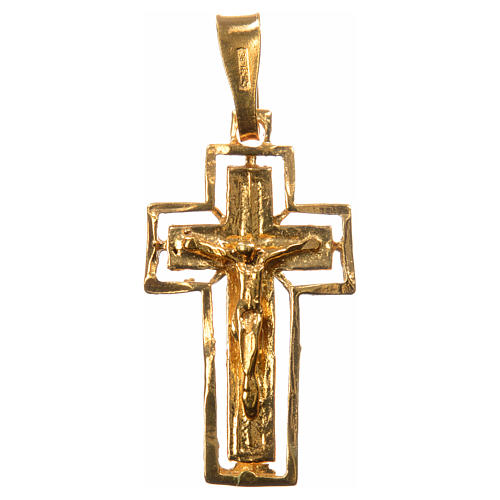 Crucifix argent doré avec bordure 4