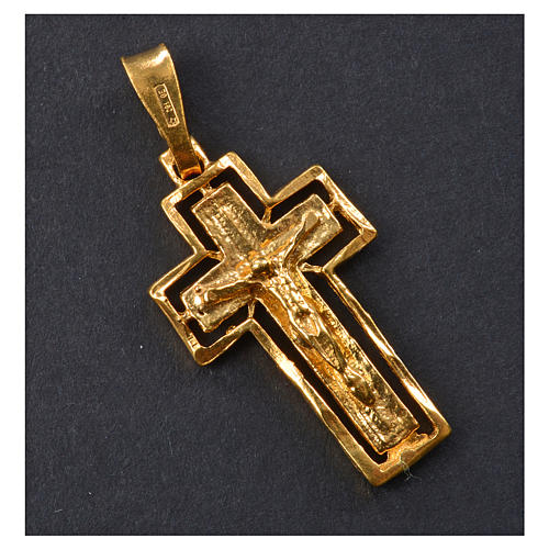 Crucifix argent doré avec bordure 5