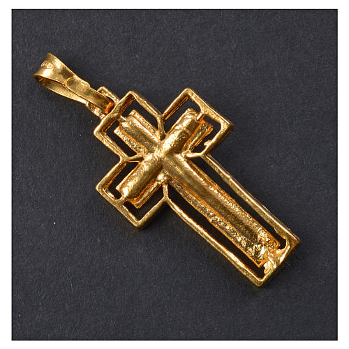 Crucifix argent doré avec bordure 6