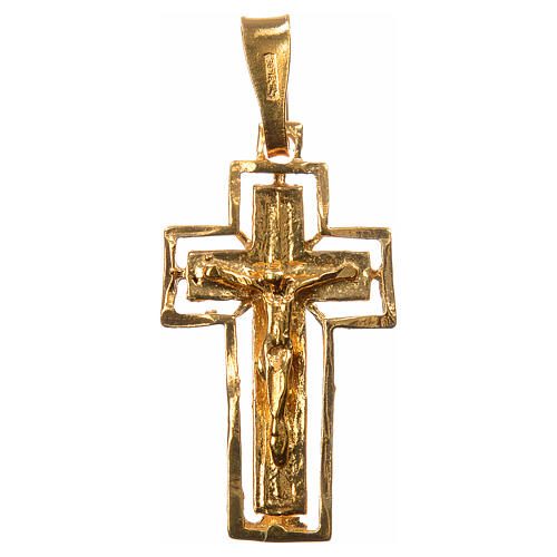 Crucifix argent doré avec bordure 1
