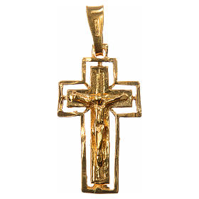 Pendant crucifix in gold-plated silver, with outline