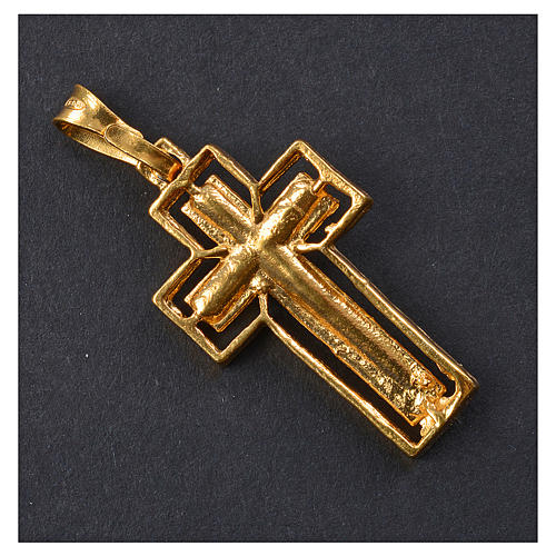 Pendant crucifix in gold-plated silver, with outline 3