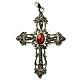 Pendant cross in bronzed silver and coral s1