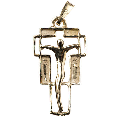 Pendant crucifix in gold-plated silver, modern 1