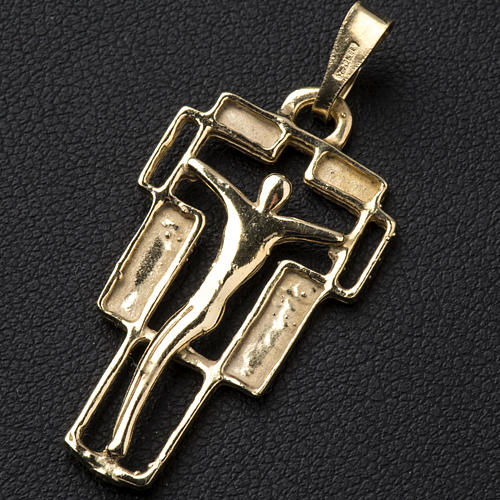 Pendant crucifix in gold-plated silver, modern 2