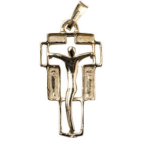 Crucifix moderne pendentif argent doré