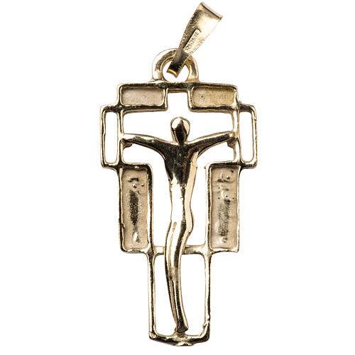 Crucifix moderne pendentif argent doré 1