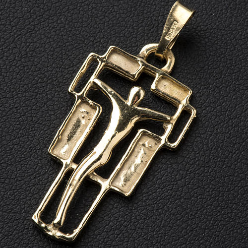 Crucifix moderne pendentif argent doré 2
