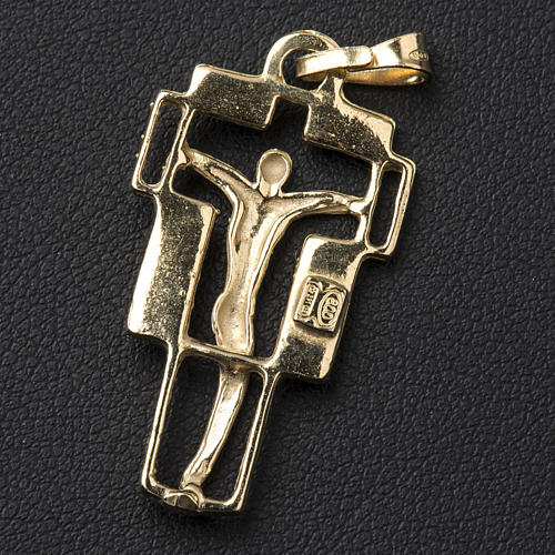 Crucifix moderne pendentif argent doré 3