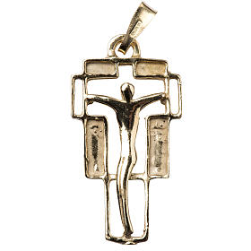 Pingente cruz moderna dourada