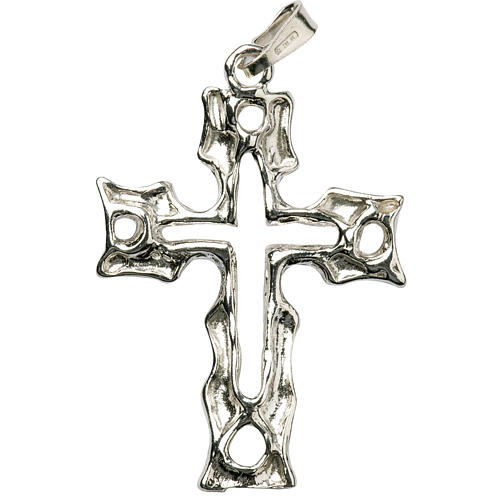Pendant cross in silver, perforated 1