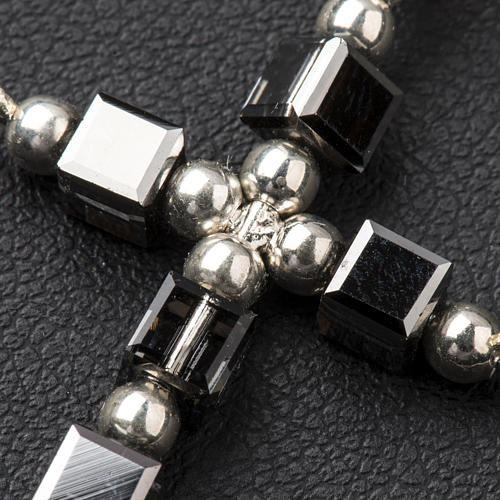Pendant cross in silver with cubic hematite beads 3