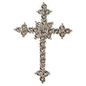 Croix argent 925 et strass 3,5x4,5 cm