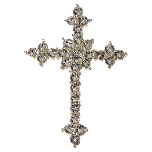 Croix argent 925 et strass 3,5x4,5 cm 5