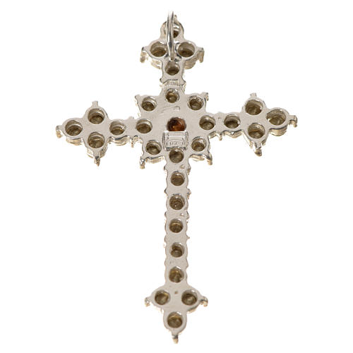 Croix argent 925 et strass 3,5x4,5 cm 6