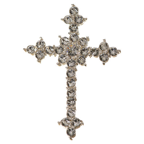Croix argent 925 et strass 3,5x4,5 cm 1