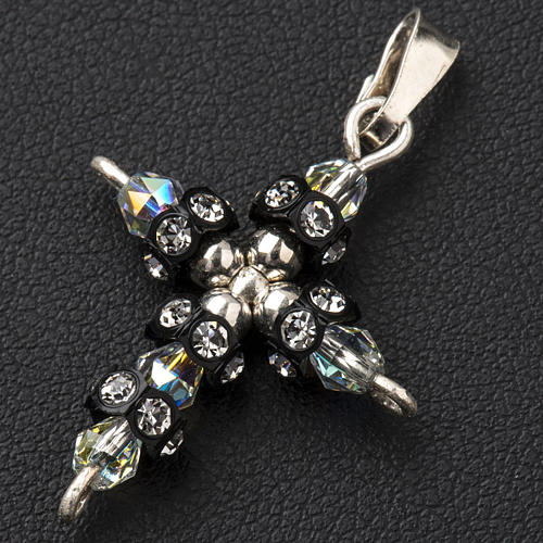 Pendant cross in silver and strass 2x3 cm 2