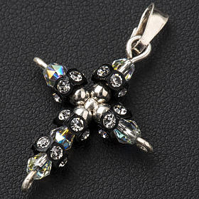 Croix argent 800 et strass 2x3 cm