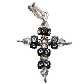 Croce in argento 800 e strass 2x3 cm