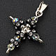 Pendant cross in silver and strass 2x3 cm s2