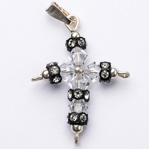 Pendant cross in silver and strass 2,5x3,5 cm 1