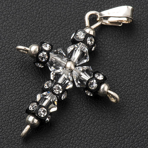 Pendant cross in silver and strass 2,5x3,5 cm 2